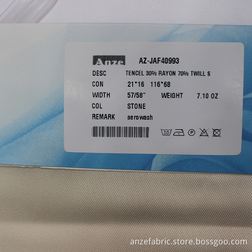 Woven lyocell 70% rayon 30% tencel twill fabric